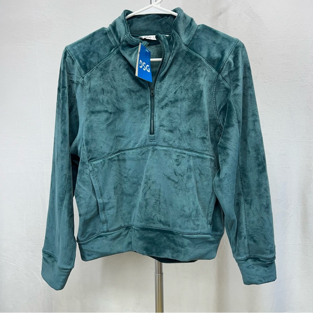 DSG Girl’s Dark Green Velour‎ Half-Zip Pullover xlarge